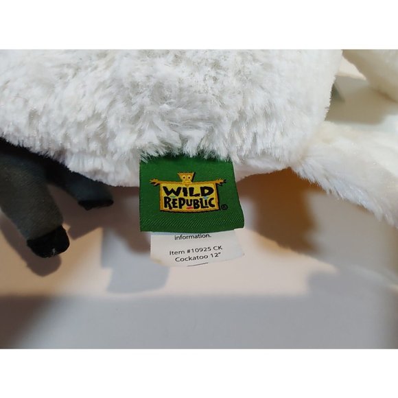Wild Republic Cuddlekins Cockatoo Plush Stuffed Animal White Yellow 2014 12" NWT - Picture 7 of 9